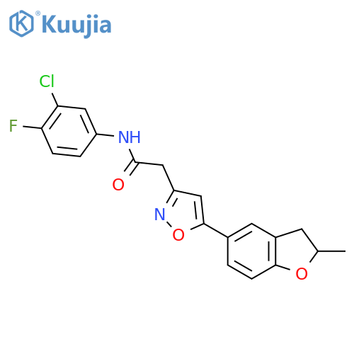 N-(3-chloro-4-fluorophenyl)-2-5-(2-methyl-2,3-dihydro-1-benzofuran-5-yl)-1,2-oxazol-3-ylacetamide structure