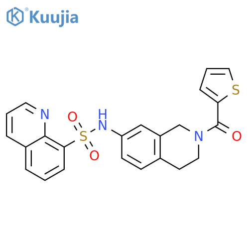 N-2-(thiophene-2-carbonyl)-1,2,3,4-tetrahydroisoquinolin-7-ylquinoline-8-sulfonamide structure