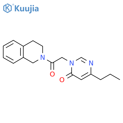 3-[2-oxo-2-(1,2,3,4-tetrahydroisoquinolin-2-yl)ethyl]-6-propyl-3,4-dihydropyrimidin-4-one structure