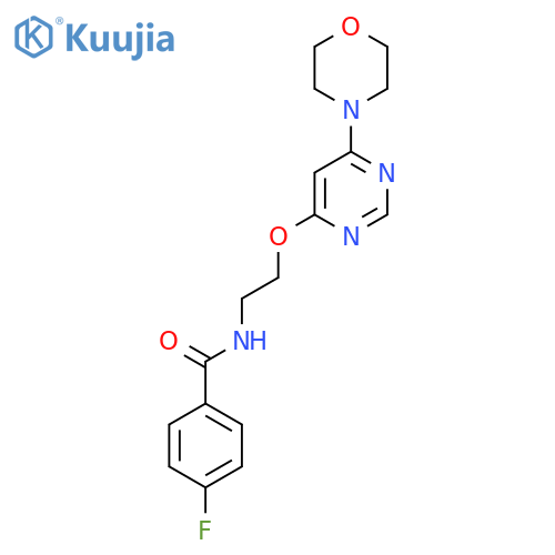 4-fluoro-N-(2-{6-(morpholin-4-yl)pyrimidin-4-yloxy}ethyl)benzamide structure