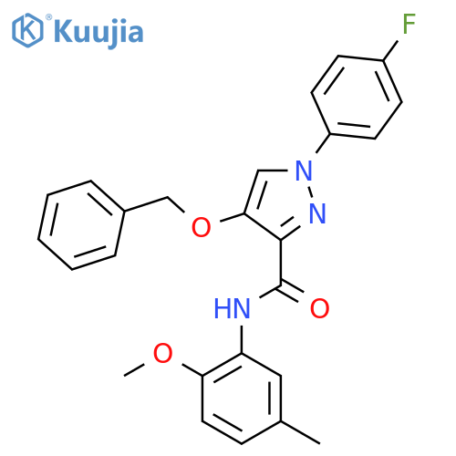 4-(benzyloxy)-1-(4-fluorophenyl)-N-(2-methoxy-5-methylphenyl)-1H-pyrazole-3-carboxamide structure
