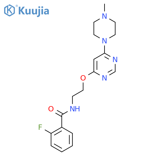 2-fluoro-N-(2-{6-(4-methylpiperazin-1-yl)pyrimidin-4-yloxy}ethyl)benzamide structure
