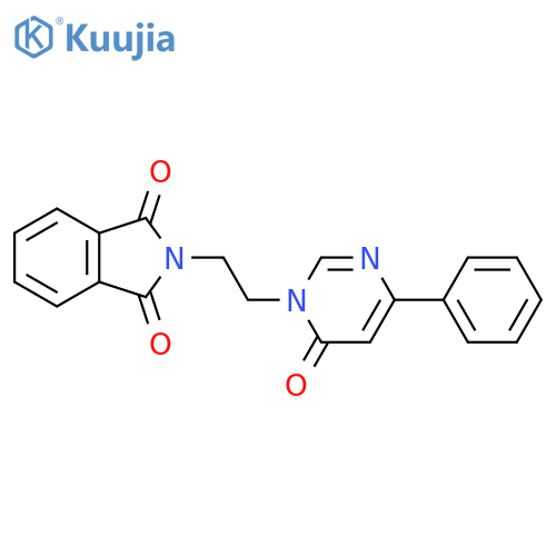 2-2-(6-oxo-4-phenyl-1,6-dihydropyrimidin-1-yl)ethyl-2,3-dihydro-1H-isoindole-1,3-dione structure