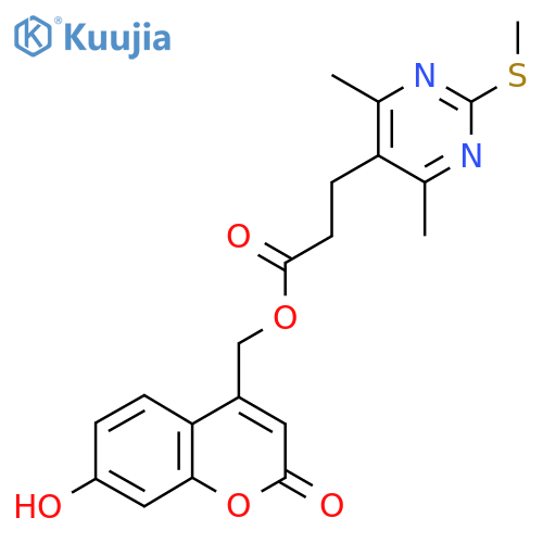 (7-hydroxy-2-oxo-2H-chromen-4-yl)methyl 3-[4,6-dimethyl-2-(methylsulfanyl)pyrimidin-5-yl]propanoate structure
