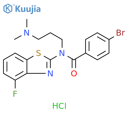 4-bromo-N-[3-(dimethylamino)propyl]-N-(4-fluoro-1,3-benzothiazol-2-yl)benzamide hydrochloride structure