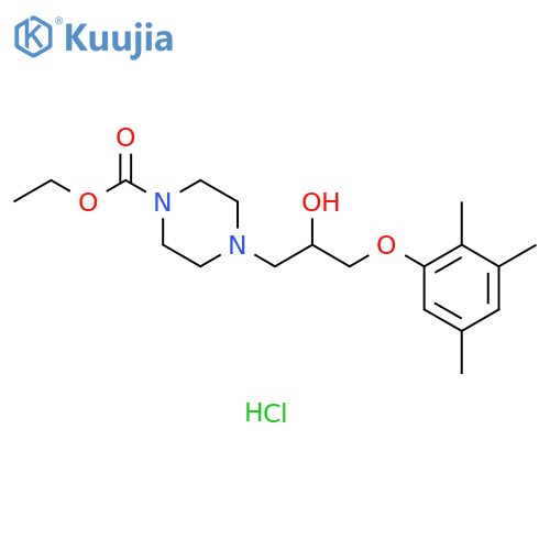 ethyl 4-[2-hydroxy-3-(2,3,5-trimethylphenoxy)propyl]piperazine-1-carboxylate hydrochloride structure