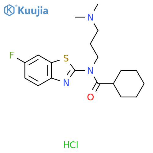 N-[3-(dimethylamino)propyl]-N-(6-fluoro-1,3-benzothiazol-2-yl)cyclohexanecarboxamide hydrochloride structure