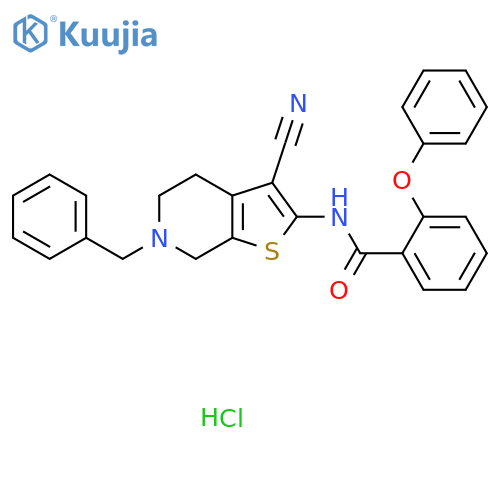 N-{6-benzyl-3-cyano-4H,5H,6H,7H-thieno[2,3-c]pyridin-2-yl}-2-phenoxybenzamide hydrochloride structure