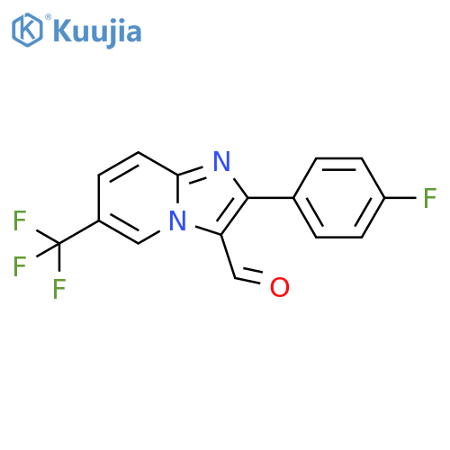 2-(4-fluorophenyl)-6-(trifluoromethyl)imidazo[1,2-a]pyridine-3-carbaldehyde structure