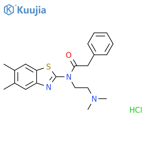 N-(5,6-dimethyl-1,3-benzothiazol-2-yl)-N-[2-(dimethylamino)ethyl]-2-phenylacetamide hydrochloride structure