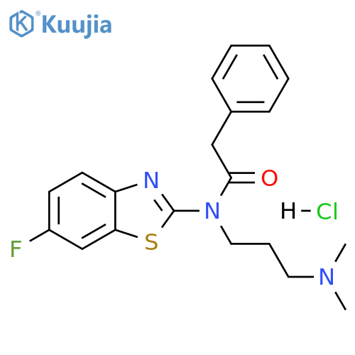 N-[3-(dimethylamino)propyl]-N-(6-fluoro-1,3-benzothiazol-2-yl)-2-phenylacetamide hydrochloride structure