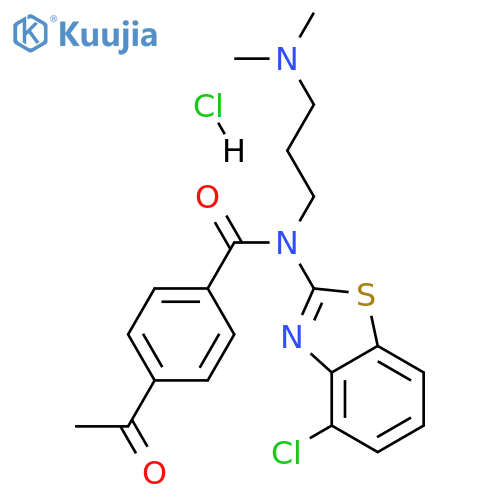 4-acetyl-N-(4-chloro-1,3-benzothiazol-2-yl)-N-[3-(dimethylamino)propyl]benzamide hydrochloride structure