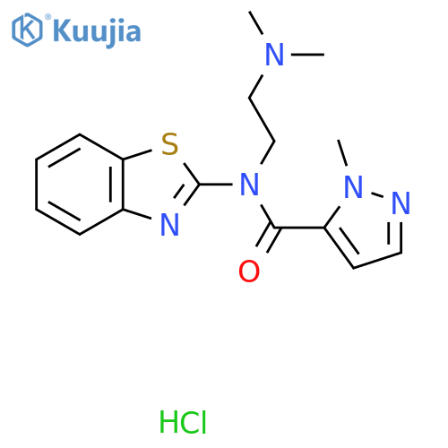 N-(1,3-benzothiazol-2-yl)-N-2-(dimethylamino)ethyl-1-methyl-1H-pyrazole-5-carboxamide hydrochloride structure