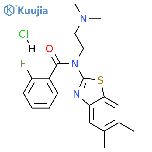 N-(5,6-dimethyl-1,3-benzothiazol-2-yl)-N-[2-(dimethylamino)ethyl]-2-fluorobenzamide hydrochloride structure