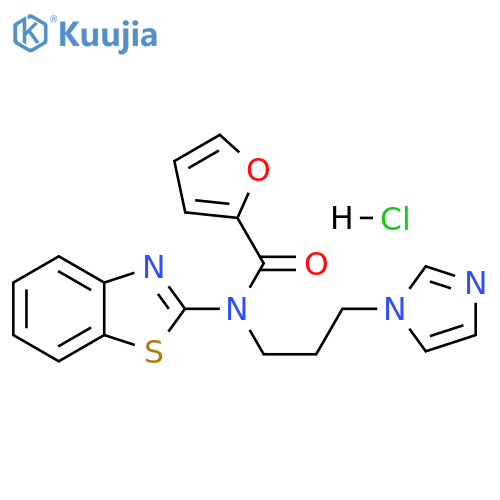 N-(1,3-benzothiazol-2-yl)-N-[3-(1H-imidazol-1-yl)propyl]furan-2-carboxamide hydrochloride structure
