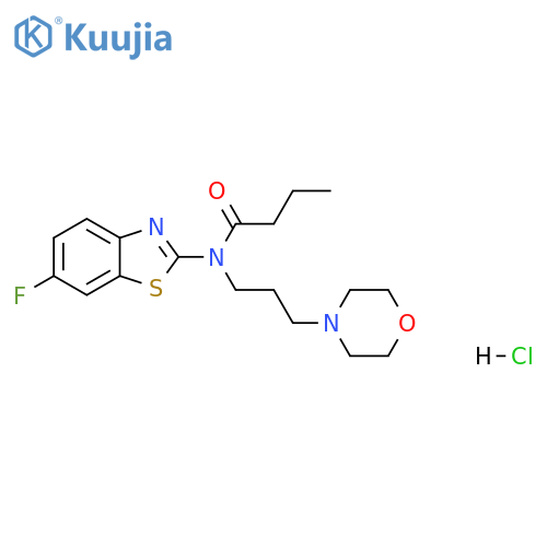 N-(6-fluoro-1,3-benzothiazol-2-yl)-N-[3-(morpholin-4-yl)propyl]butanamide hydrochloride structure