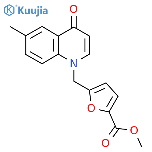 Methyl 5-((6-methyl-4-oxoquinolin-1(4H)-yl)methyl)furan-2-carboxylate structure