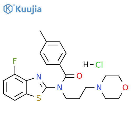 N-(4-fluoro-1,3-benzothiazol-2-yl)-4-methyl-N-[3-(morpholin-4-yl)propyl]benzamide hydrochloride structure