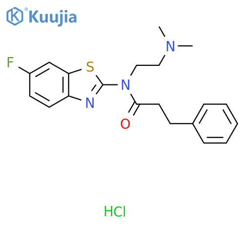 N-[2-(dimethylamino)ethyl]-N-(6-fluoro-1,3-benzothiazol-2-yl)-3-phenylpropanamide hydrochloride structure