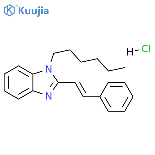 1-hexyl-2-[(1E)-2-phenylethenyl]-1H-1,3-benzodiazole hydrochloride structure