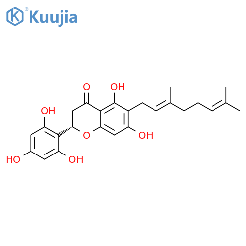 4H-1-Benzopyran-4-one, 6-[(2E)-3,7-dimethyl-2,6-octadien-1-yl]-2,3-dihydro-5,7-dihydroxy-2-(2,4,6-trihydroxyphenyl)-, (2S)- structure