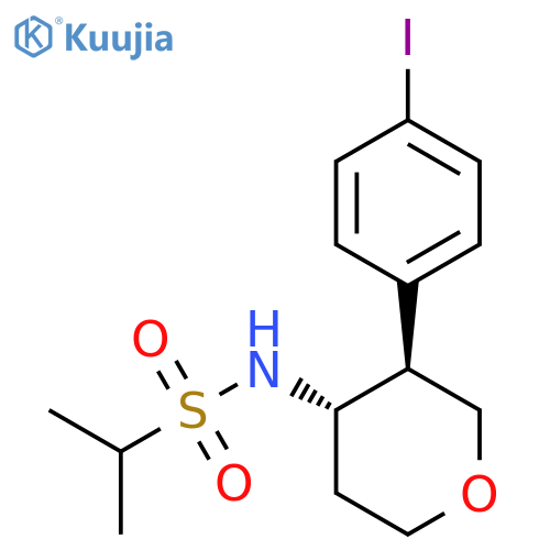 Trans-N-(3-(4-iodophenyl)tetrahydro-2H-pyran-4-yl)propane-2-sulfonamide structure