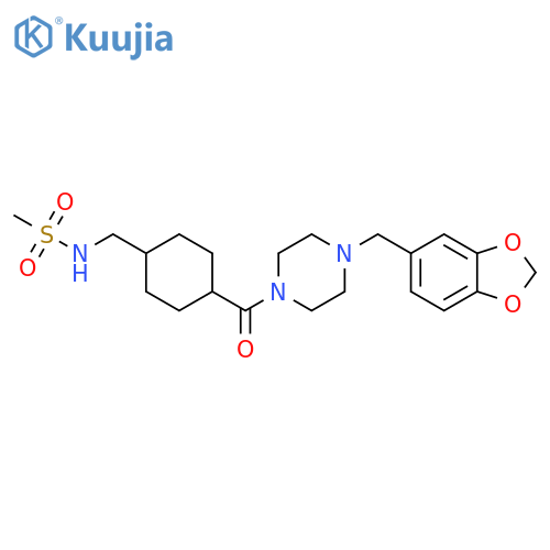 N-[(4-{4-[(2H-1,3-benzodioxol-5-yl)methyl]piperazine-1-carbonyl}cyclohexyl)methyl]methanesulfonamide structure