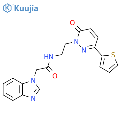 2-(1H-1,3-benzodiazol-1-yl)-N-{2-6-oxo-3-(thiophen-2-yl)-1,6-dihydropyridazin-1-ylethyl}acetamide structure