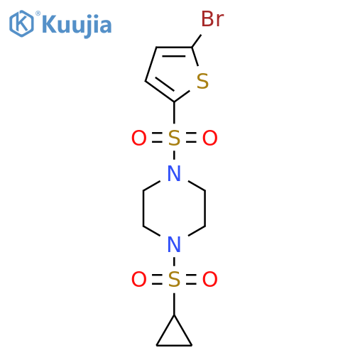 1-(5-bromothiophen-2-yl)sulfonyl-4-(cyclopropanesulfonyl)piperazine structure
