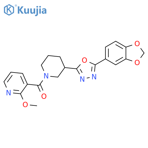 3-{3-5-(2H-1,3-benzodioxol-5-yl)-1,3,4-oxadiazol-2-ylpiperidine-1-carbonyl}-2-methoxypyridine structure