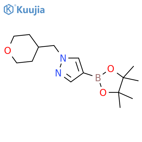 1-((tetrahydro-2H-pyran-4-yl)methyl)-4-(4,4,5,5-tetramethyl-1,3,2-dioxaborolan-2-yl)-1H-pyrazole structure