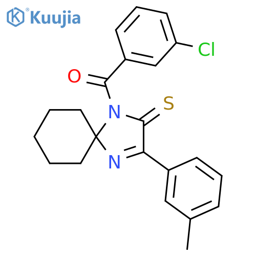 1-(3-chlorobenzoyl)-3-(3-methylphenyl)-1,4-diazaspiro[4.5]dec-3-ene-2-thione structure