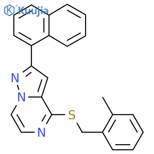 4-{[(2-methylphenyl)methyl]sulfanyl}-2-(naphthalen-1-yl)pyrazolo[1,5-a]pyrazine structure
