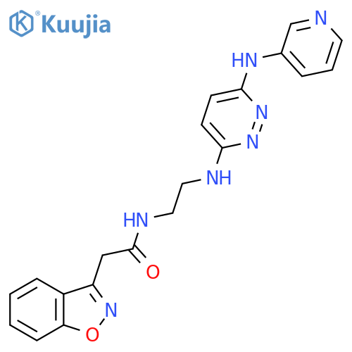 2-(1,2-benzoxazol-3-yl)-N-2-({6-(pyridin-3-yl)aminopyridazin-3-yl}amino)ethylacetamide structure