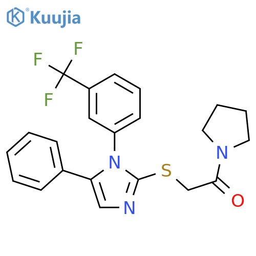 2-({5-phenyl-1-[3-(trifluoromethyl)phenyl]-1H-imidazol-2-yl}sulfanyl)-1-(pyrrolidin-1-yl)ethan-1-one structure