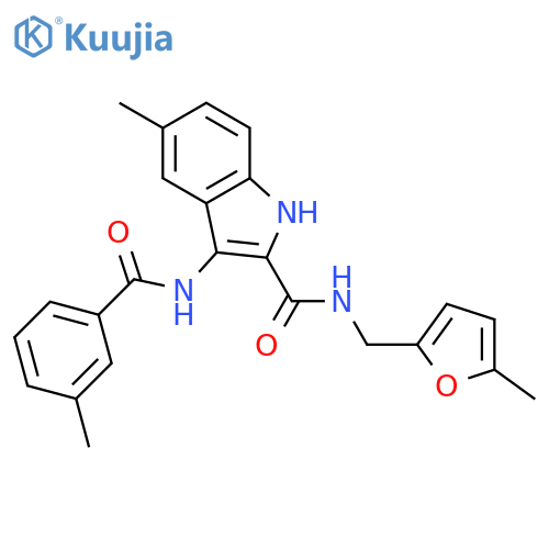 5-methyl-3-(3-methylbenzamido)-N-[(5-methylfuran-2-yl)methyl]-1H-indole-2-carboxamide structure