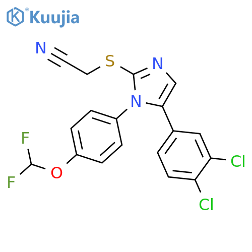 2-{[5-(3,4-dichlorophenyl)-1-[4-(difluoromethoxy)phenyl]-1H-imidazol-2-yl]sulfanyl}acetonitrile structure