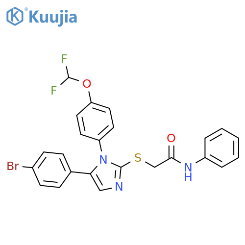 2-{[5-(4-bromophenyl)-1-[4-(difluoromethoxy)phenyl]-1H-imidazol-2-yl]sulfanyl}-N-phenylacetamide structure