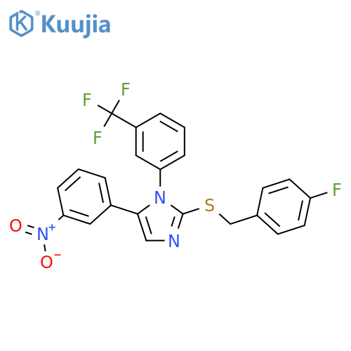 2-{[(4-fluorophenyl)methyl]sulfanyl}-5-(3-nitrophenyl)-1-[3-(trifluoromethyl)phenyl]-1H-imidazole structure