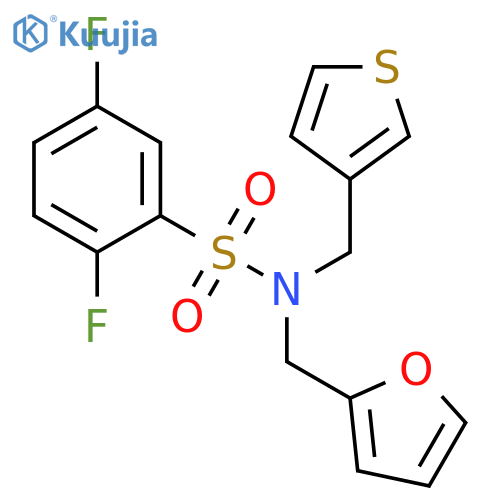 2,5-difluoro-N-(furan-2-yl)methyl-N-(thiophen-3-yl)methylbenzene-1-sulfonamide structure
