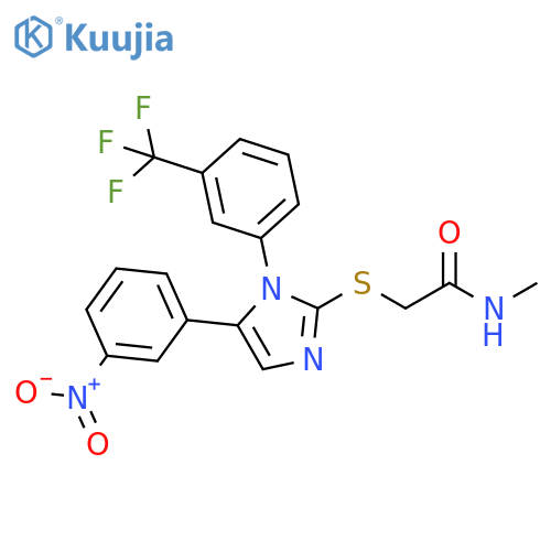 N-methyl-2-{[5-(3-nitrophenyl)-1-[3-(trifluoromethyl)phenyl]-1H-imidazol-2-yl]sulfanyl}acetamide structure