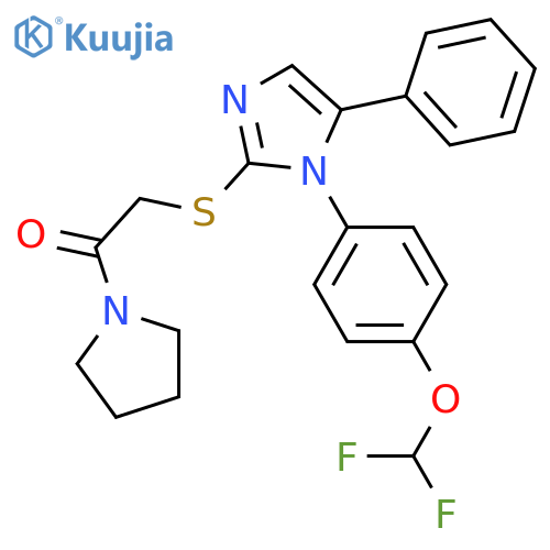 2-({1-[4-(difluoromethoxy)phenyl]-5-phenyl-1H-imidazol-2-yl}sulfanyl)-1-(pyrrolidin-1-yl)ethan-1-one structure