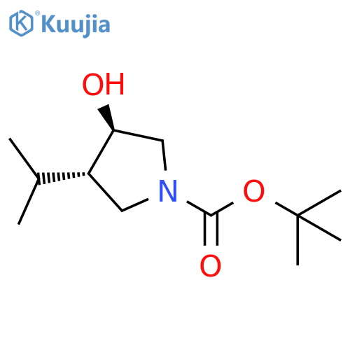 rac-tert-butyl (3R,4S)-3-hydroxy-4-(propan-2-yl)pyrrolidine-1-carboxylate structure
