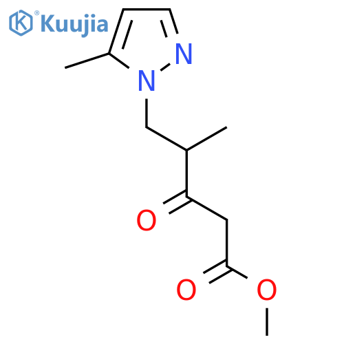 Methyl 4-methyl-5-(5-methyl-1H-pyrazol-1-yl)-3-oxopentanoate structure
