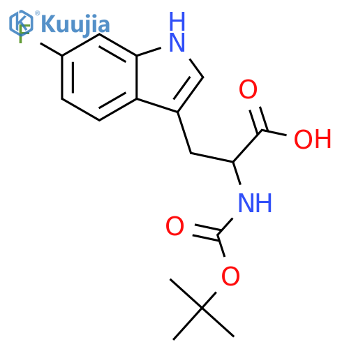 (S)-2-((tert-Butoxycarbonyl)amino)-3-(6-fluoro-1H-indol-3-yl)propanoic acid structure