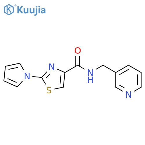 N-(pyridin-3-yl)methyl-2-(1H-pyrrol-1-yl)-1,3-thiazole-4-carboxamide structure