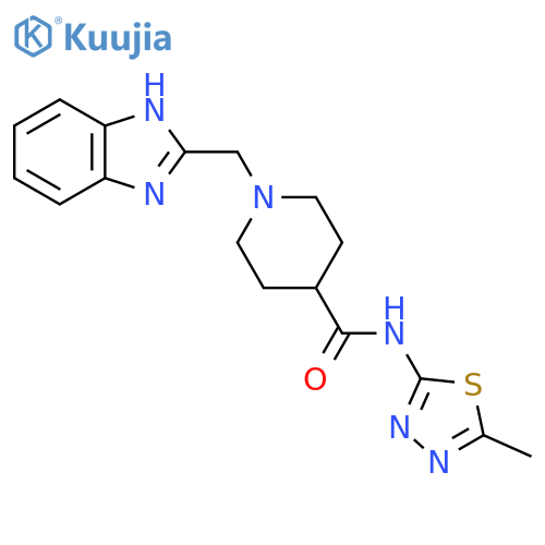 1-(1H-1,3-benzodiazol-2-yl)methyl-N-(5-methyl-1,3,4-thiadiazol-2-yl)piperidine-4-carboxamide structure