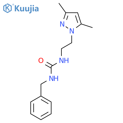 1-benzyl-3-2-(3,5-dimethyl-1H-pyrazol-1-yl)ethylurea structure