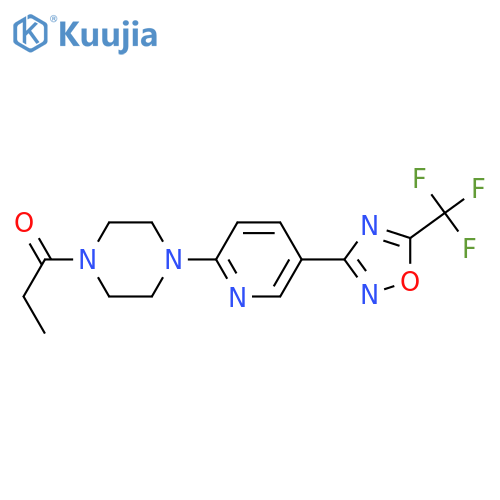 1-(4-{5-[5-(trifluoromethyl)-1,2,4-oxadiazol-3-yl]pyridin-2-yl}piperazin-1-yl)propan-1-one structure