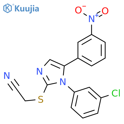 2-{[1-(3-chlorophenyl)-5-(3-nitrophenyl)-1H-imidazol-2-yl]sulfanyl}acetonitrile structure